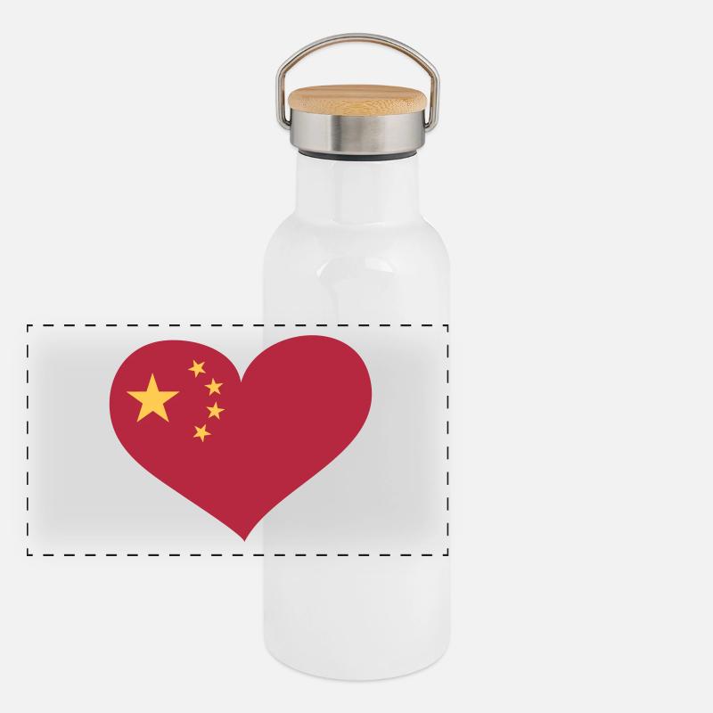 China Herz; Heart China Gourde isotherme avec bouchon en bambou