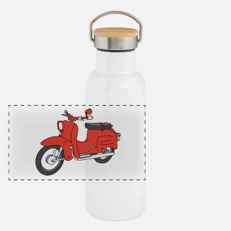 Schwalbe (ibizarot) Panorama Thermosflasche mit Bambusdeckel