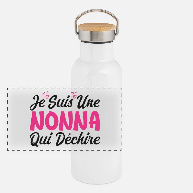 Ich bin eine Nonna, die reißt Panorama Thermosflasche mit Bambusdeckel