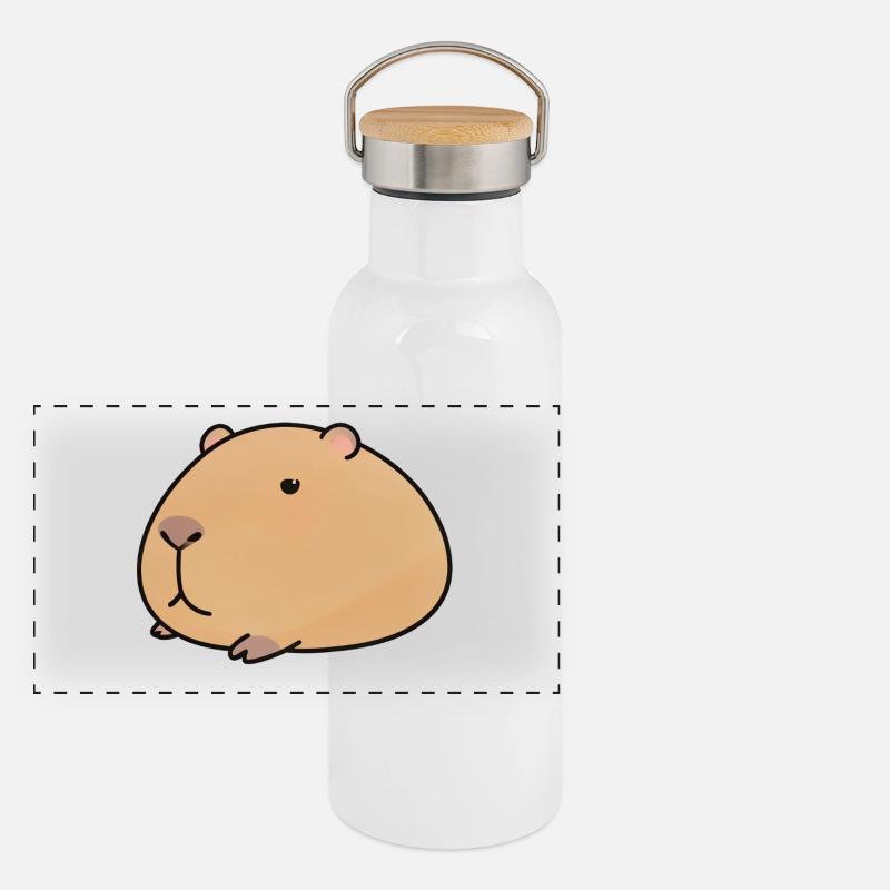 Entspannte Capybara-Cozy Vibe Panorama Thermosflasche mit Bambusdeckel