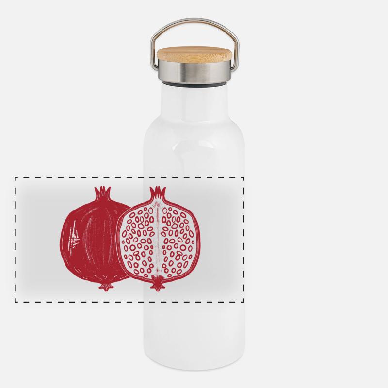 Pomegranate Cut Motif Panoramic Thermal Bottle with Bamboo Lid