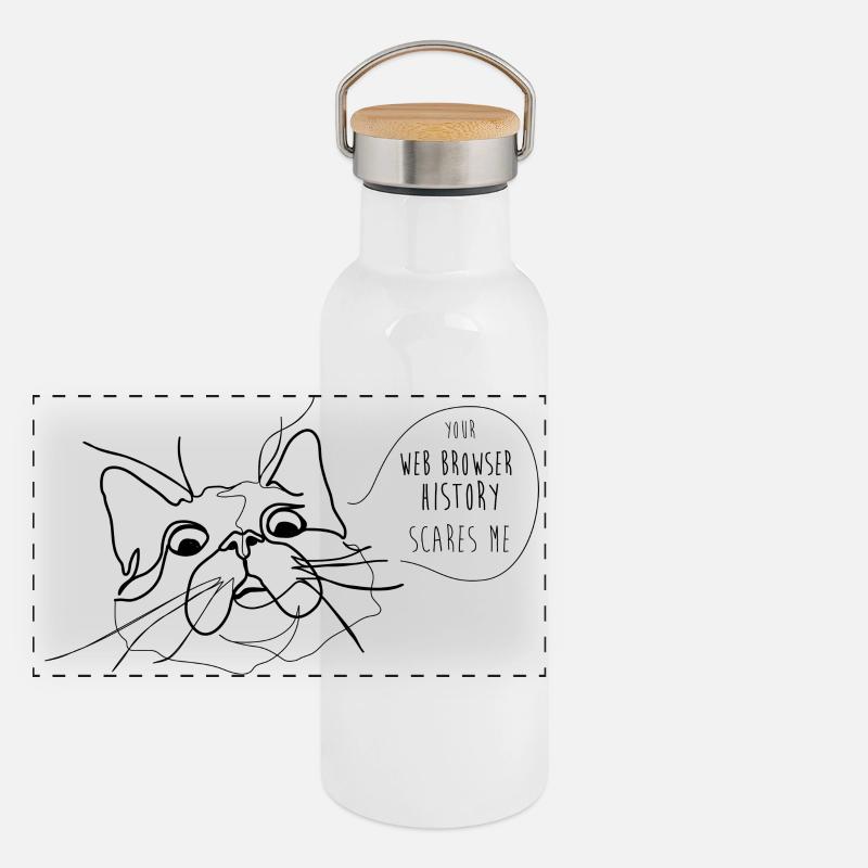 Cat Meme - Scary Web Browser History Panoramic Thermal Bottle with Bamboo Lid