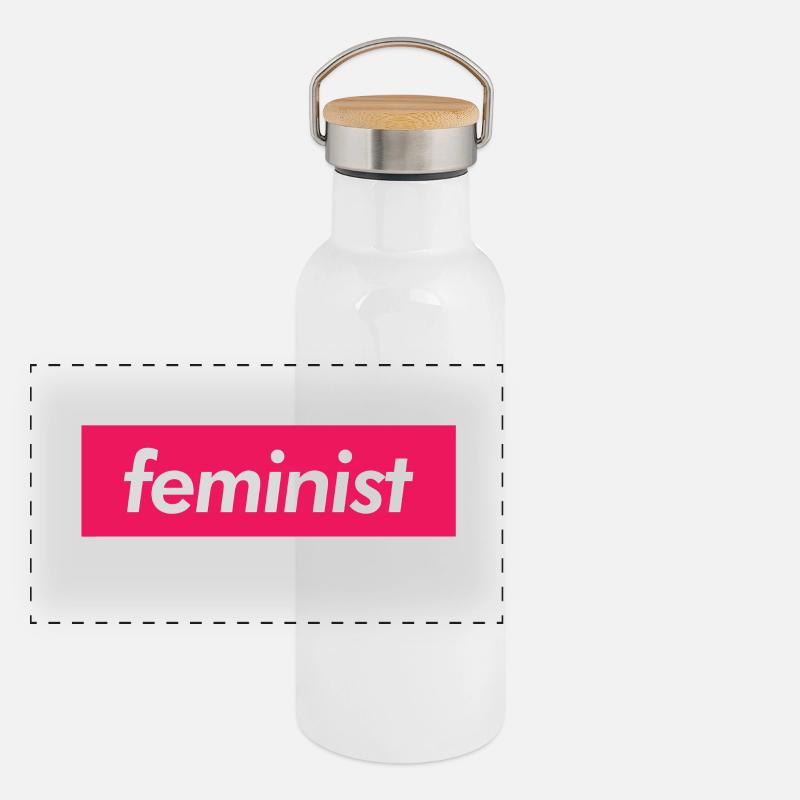 féministe Gourde isotherme avec bouchon en bambou