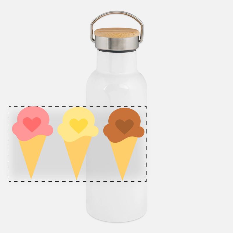 Eis Herz Eiscreme Erdbeereis Eisdiele Geschenk Panorama Thermosflasche mit Bambusdeckel