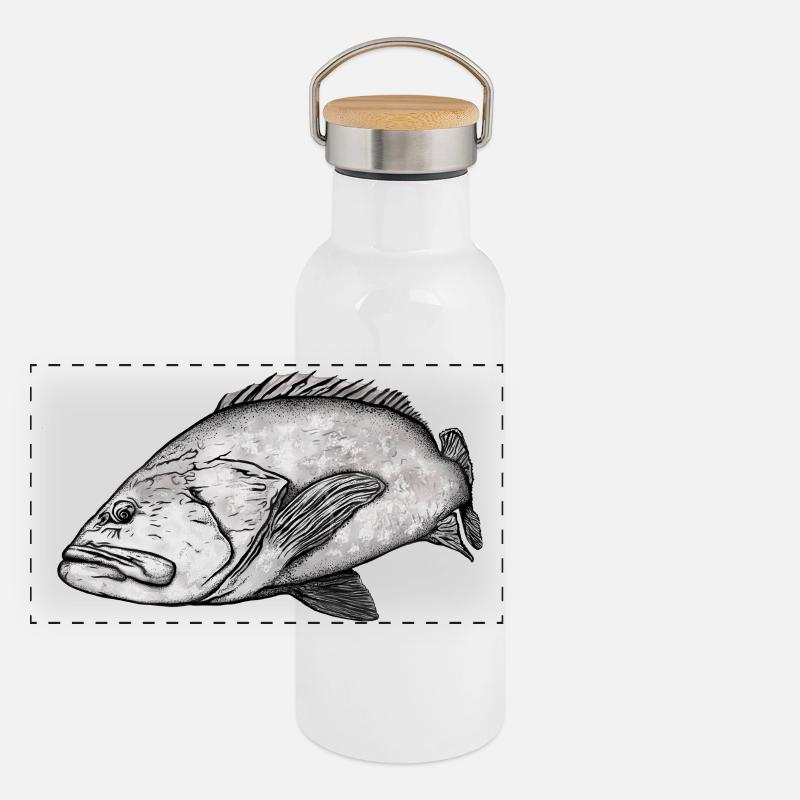 Zackenbarsch Panorama Thermosflasche mit Bambusdeckel