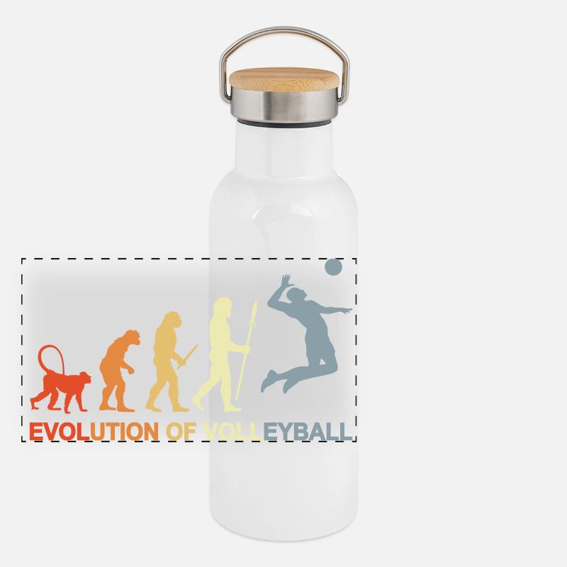 Evolution eines Volleyballspielers Panorama Thermosflasche mit Bambusdeckel