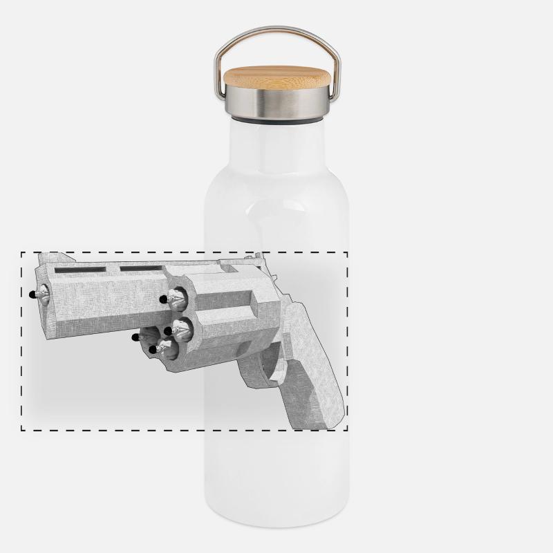 Humanized Pistol - Panoramic Thermal Bottle with Bamboo Lid - white