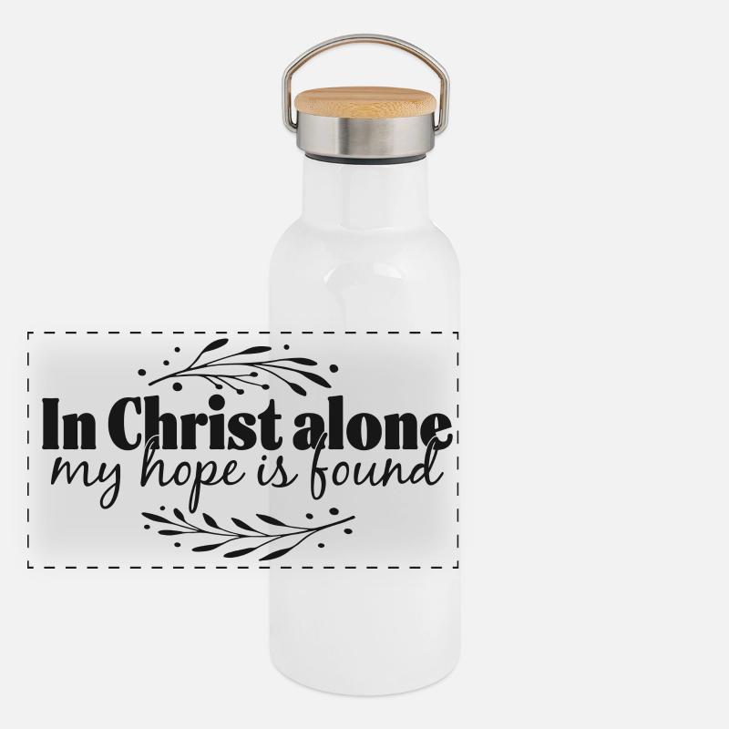 En Christ seul - Gourde isotherme avec bouchon en bambou - blanc