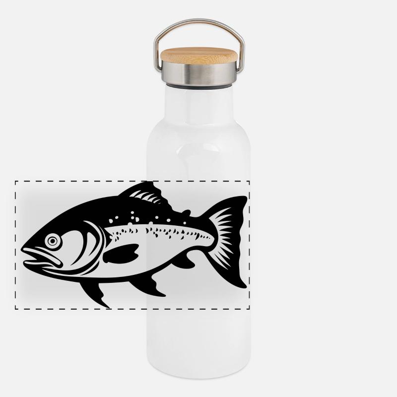 Fish Sketch Panoramic Thermal Bottle with Bamboo Lid