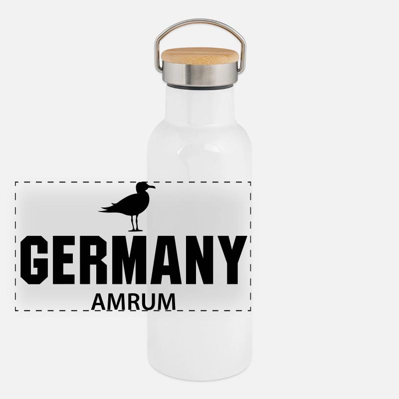 Amrum GERMANY Panorama Thermosflasche mit Bambusdeckel