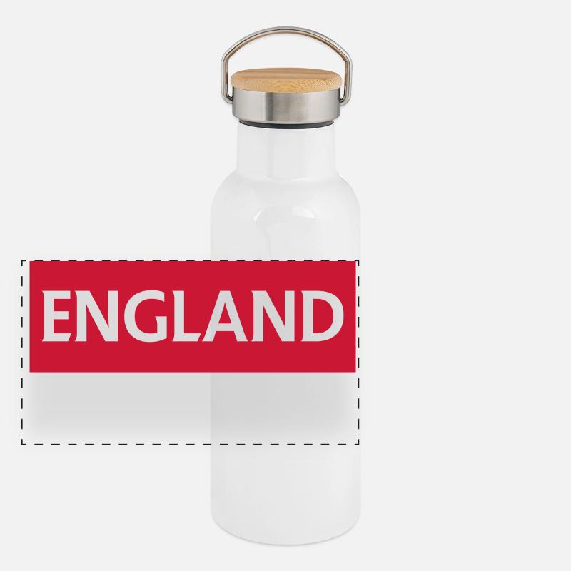 Angleterre Barnsley Drapeau Heritage Design Gourde isotherme avec bouchon en bambou