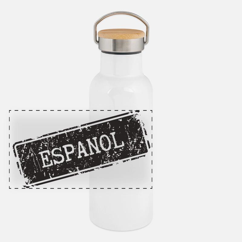 Espanol Inspiriert Schriftzug Design Panorama Thermosflasche mit Bambusdeckel
