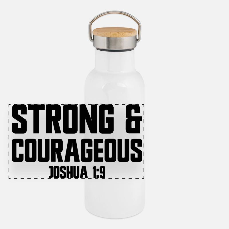 Stark und mutig Josua 1:9 Jesus mutig Panorama Thermosflasche mit Bambusdeckel