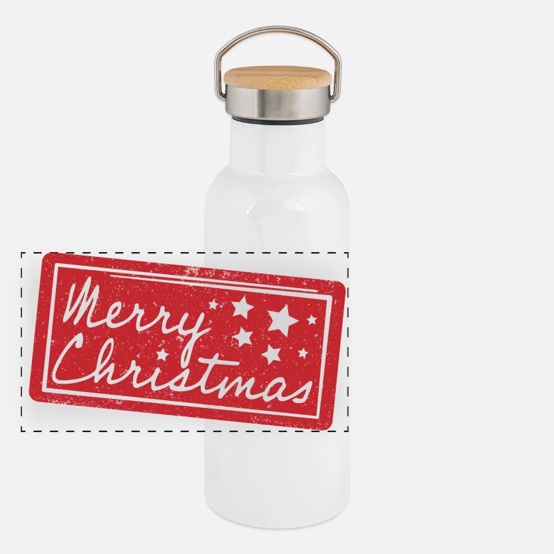 Joyeux Noël Style Rouge Scellé Gourde isotherme avec bouchon en bambou