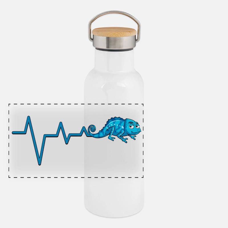Blue Chameleon Heartbeat Line Panoramic Thermal Bottle with Bamboo Lid