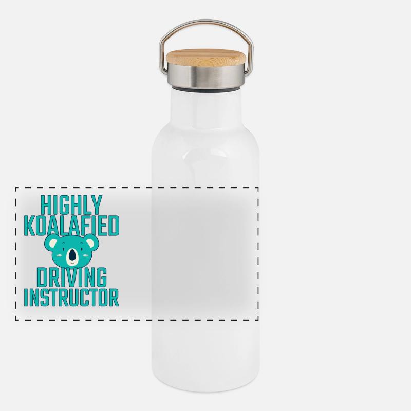 Driving Instructor Koalafied Drive Tutor Panorama Thermosflasche mit Bambusdeckel