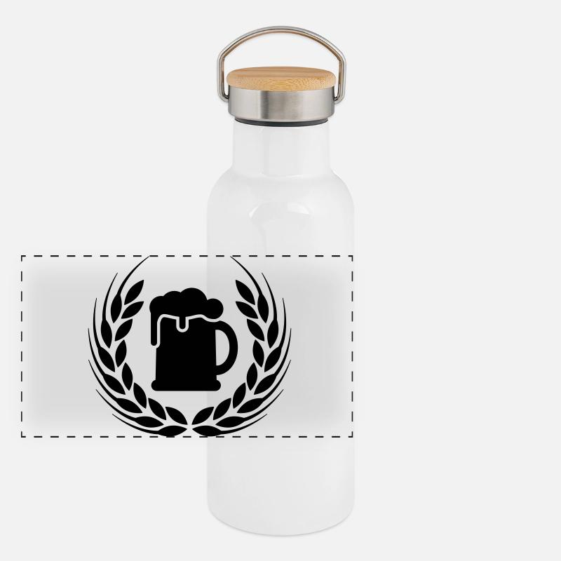 Bier Ähre Kranz Panorama Thermosflasche mit Bambusdeckel