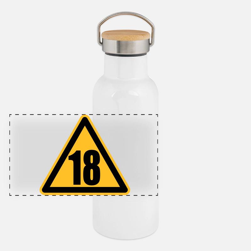 Warning 18 | Achtung 18 Gourde isotherme avec bouchon en bambou