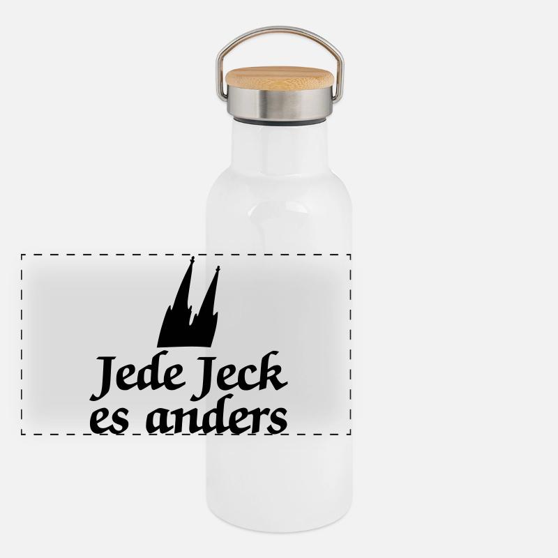 Köln Spruch - Jede Jeck es anders Kölsche Sprüche Panorama Thermosflasche mit Bambusdeckel