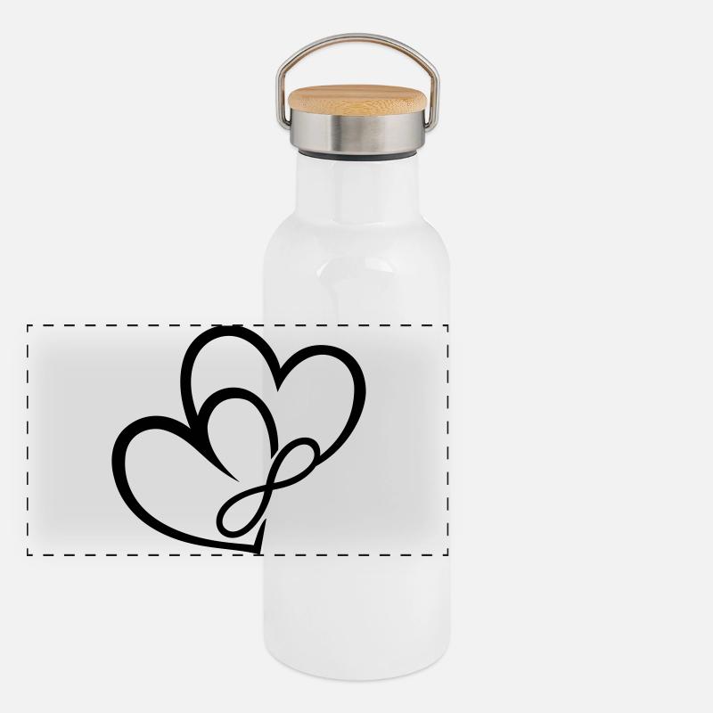 Zwei Herzen Infinite Love Unendliche Liebe Panorama Thermosflasche mit Bambusdeckel