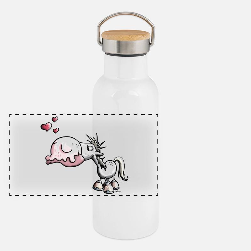 Pferdekuss Panorama Thermosflasche mit Bambusdeckel