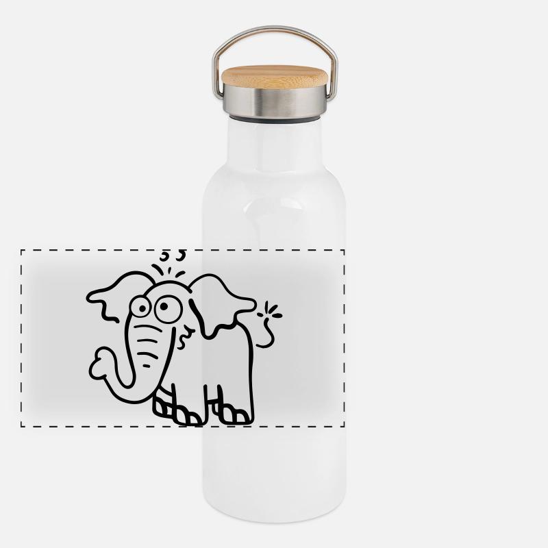 Knuffiger Elefant Panorama Thermosflasche mit Bambusdeckel