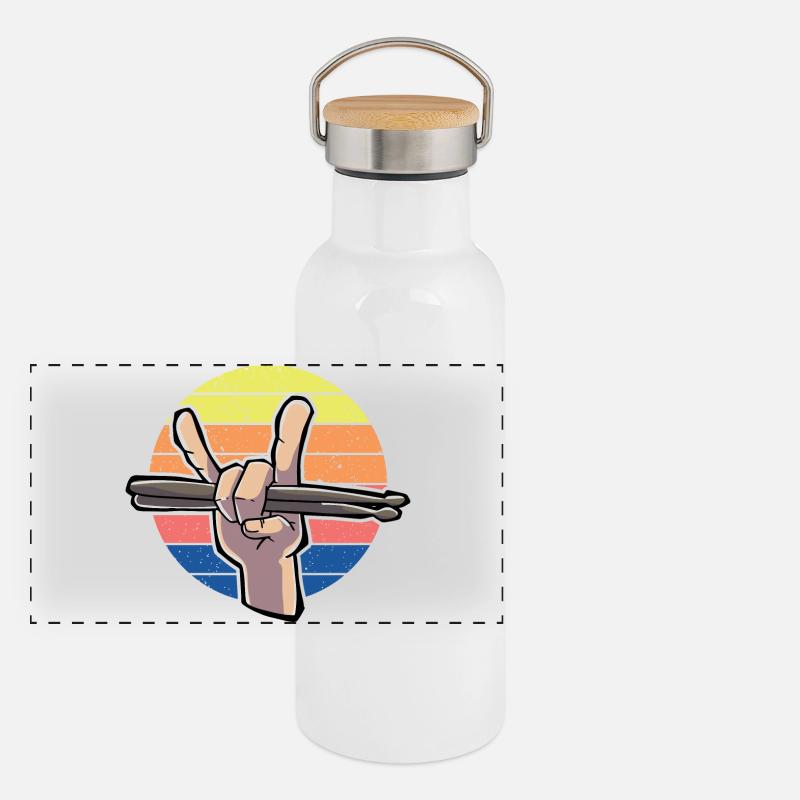 Drumstick Drummer Vintage Panoramic Thermal Bottle with Bamboo Lid