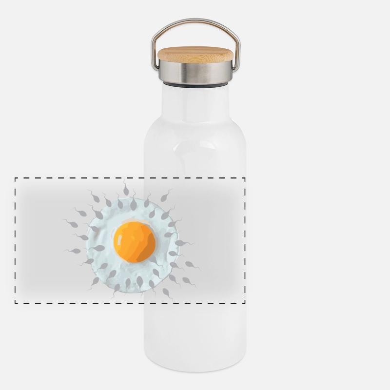 Breakfast egg - Panoramic Thermal Bottle with Bamboo Lid - white