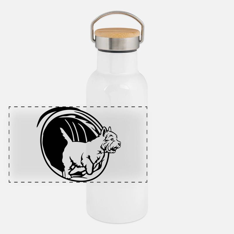 West Highland Terrier Gourde isotherme avec bouchon en bambou