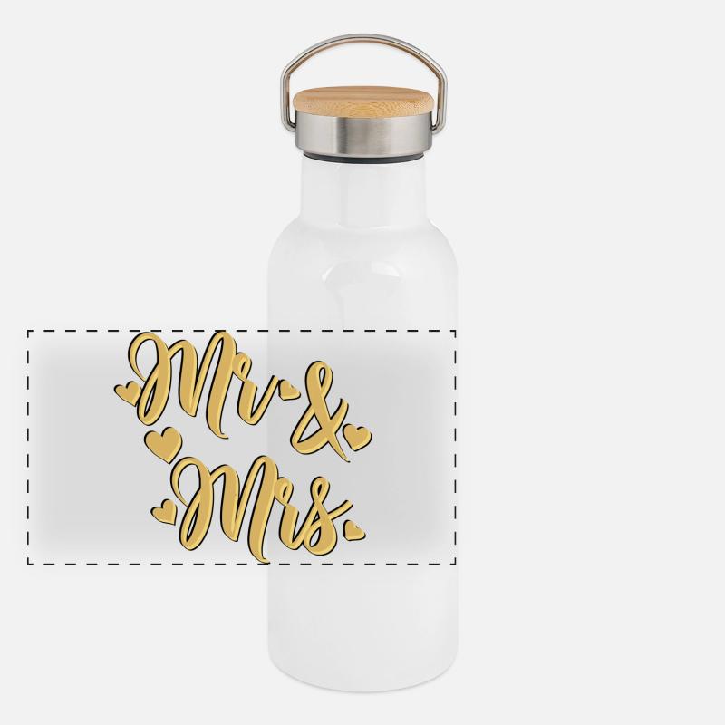 Mr And Mrs relief black gold to customize Panoramic Thermal Bottle with Bamboo Lid