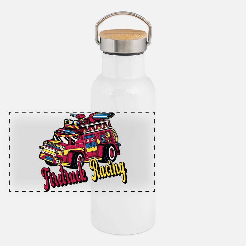 Course de camions de pompiers Gourde isotherme avec bouchon en bambou