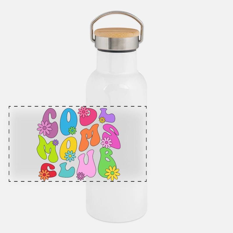 Cool Moms Club - Mutter Mom Muttertag Mama Panorama Thermosflasche mit Bambusdeckel