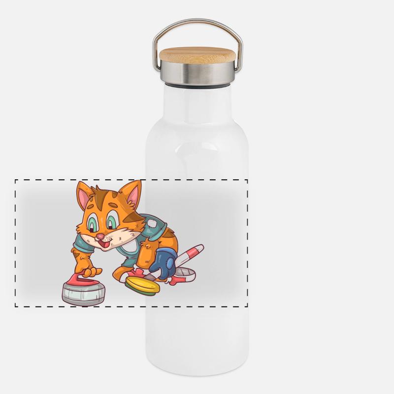 Curling Cat Panoramic Thermal Bottle with Bamboo Lid
