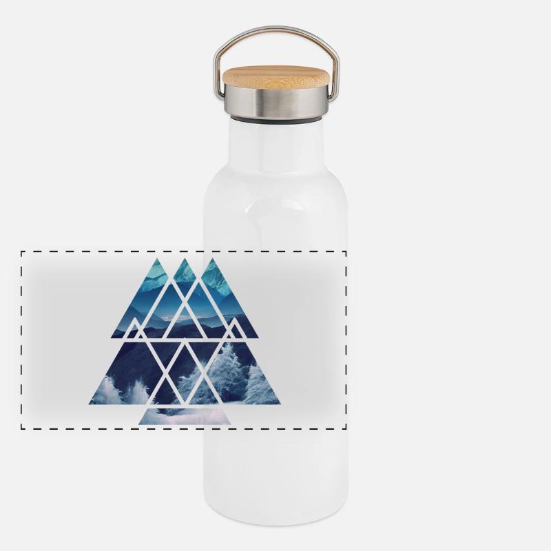 Azure Mountain Geometry Panoramic Thermal Bottle with Bamboo Lid