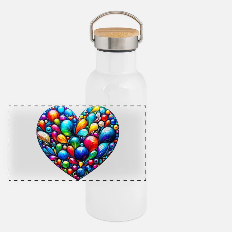 Coeur coloré Gourde isotherme avec bouchon en bambou
