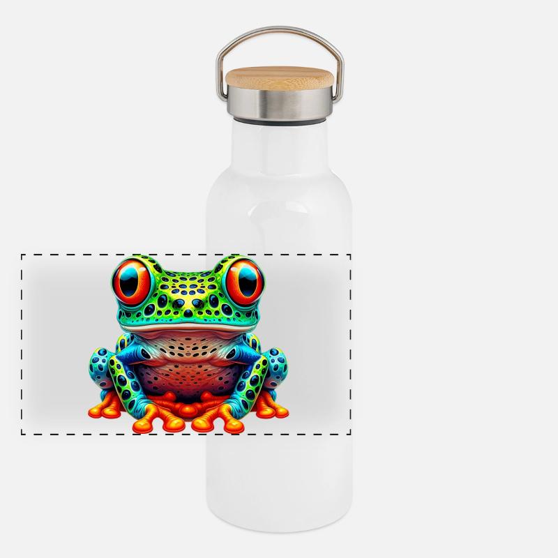 Frosch Panorama Thermosflasche mit Bambusdeckel