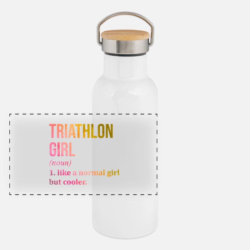Triathlon Panorama Thermosflasche mit Bambusdeckel