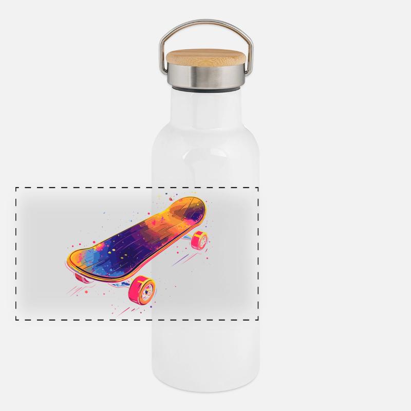 Illustration de planche à roulettes Gourde isotherme avec bouchon en bambou