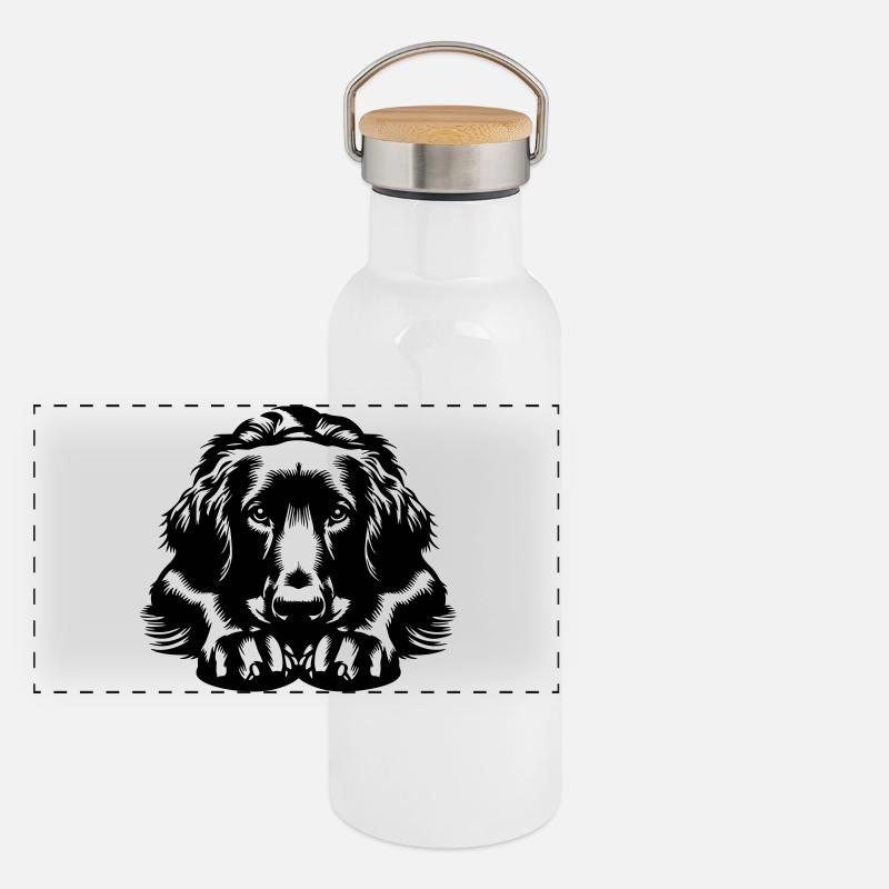 Flat-coated Retriever Panoramic Thermal Bottle with Bamboo Lid