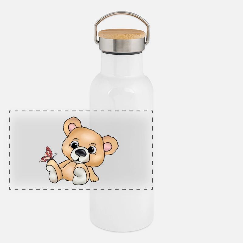 Knuddelbär Panorama Thermosflasche mit Bambusdeckel