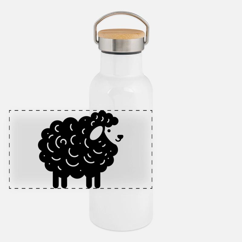 Mouton noir Gourde isotherme avec bouchon en bambou