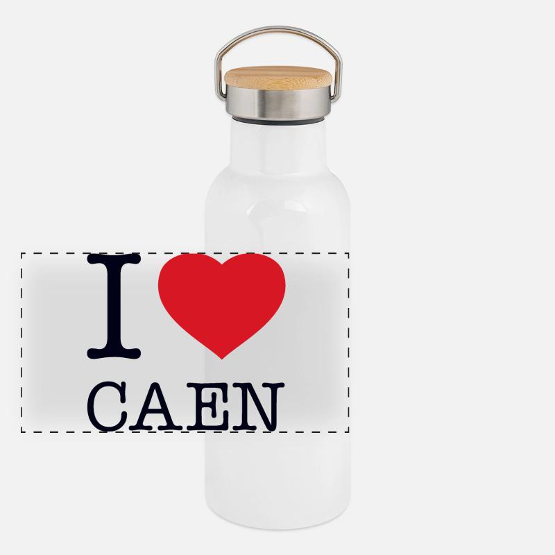 I LOVE CAEN Panorama Thermosflasche mit Bambusdeckel