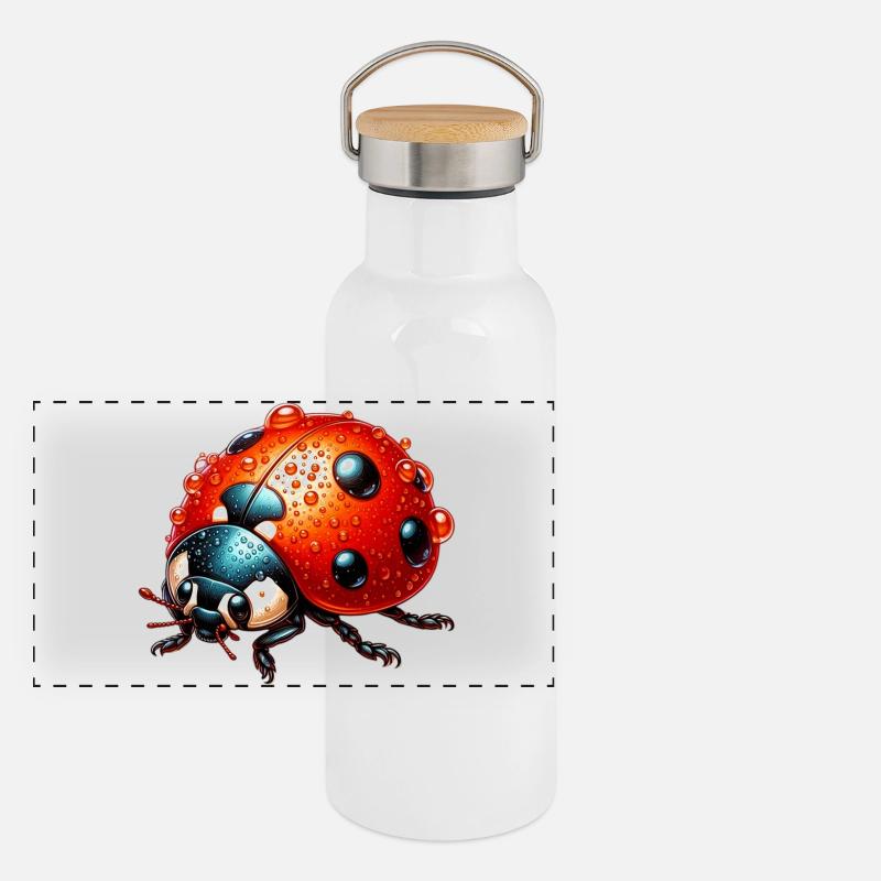 Marienkäfer Panorama Thermosflasche mit Bambusdeckel