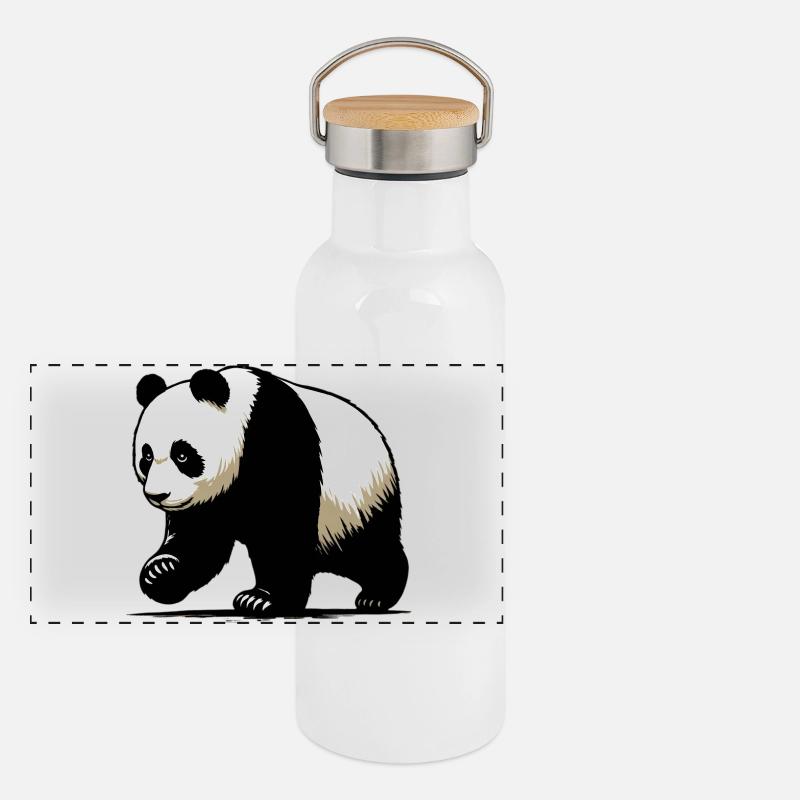 Panda Panorama Thermosflasche mit Bambusdeckel