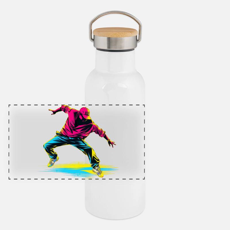 Breakdance Rétrowave Gourde isotherme avec bouchon en bambou