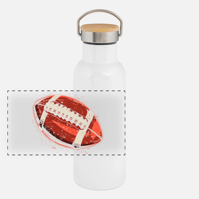 Graphique de ballon de football Gourde isotherme avec bouchon en bambou