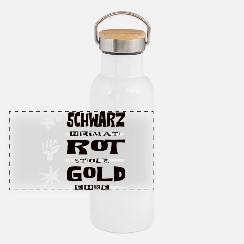 Noir Or Rouge Gourde isotherme avec bouchon en bambou