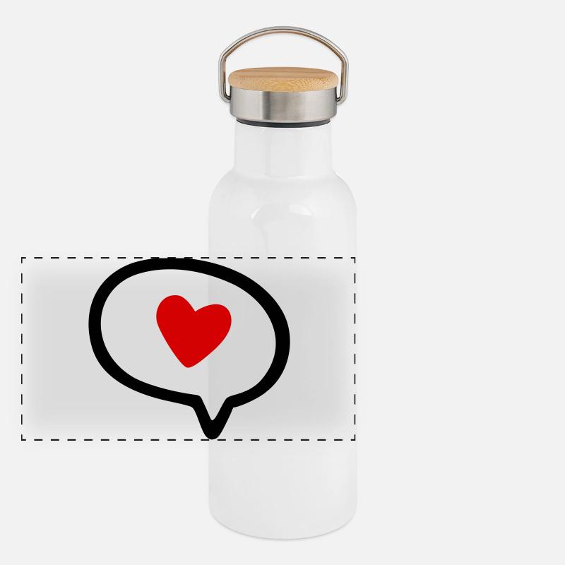 Speech bubble with heart Panoramic Thermal Bottle with Bamboo Lid