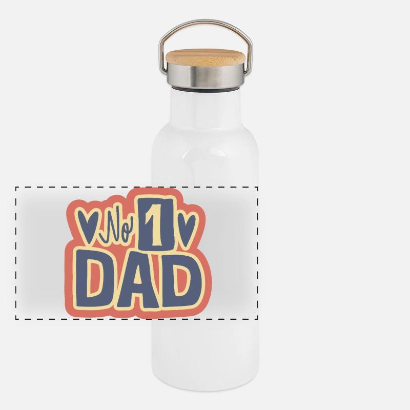 No 1 Dad Herz-Design Panorama Thermosflasche mit Bambusdeckel