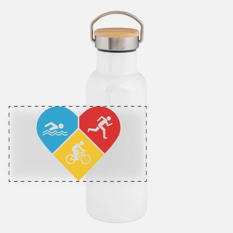 J’adore le triathlon Gourde isotherme avec bouchon en bambou